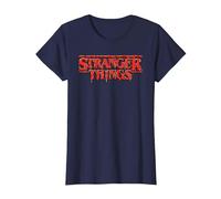 Stranger Things Red Drip Logo Maglietta, Donna, Navy, XS