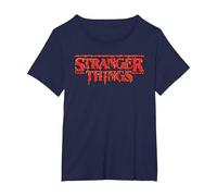 Stranger Things Red Drip Logo Maglietta, Donna Plus-Size, Navy, 2X