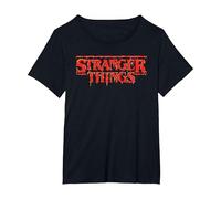 Stranger Things Red Drip Logo Maglietta, Donna Plus-Size, Nero, 1X