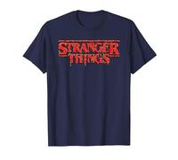 Stranger Things Red Drip Logo Maglietta, Uomo, Navy, XXL