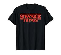 Stranger Things Red Drip Logo Maglietta, Uomo, Nero, XL