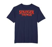 Stranger Things Red Drip Logo Maglietta, Uomo Taglie Grandi, Navy, 5X Tall