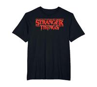 Stranger Things Red Drip Logo Maglietta, Uomo Taglie Grandi, Nero, 5X Tall