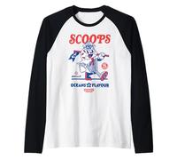 Stranger Things Scoop Ahoy Red Blue Gelateria Maglia con Maniche Raglan