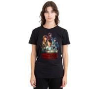 Stranger Things Season One Poster Ladies T Shirt, Black, XX-Large