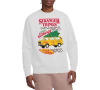 Stranger Things Seasons Eatings Pizza Van Christmas Unisex Sweatshirt, White, Small