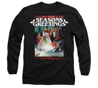 Stranger Things Seasons Greetings Snowman Christmas Unisex Long Sleeve T Shirt, Black, Medium