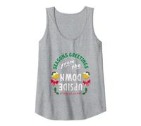 Stranger Things Seasons Saluti Il Natale Sottosopra Canotta, Donna, Grigio Melange, XL