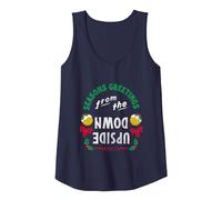 Stranger Things Seasons Saluti Il Natale Sottosopra Canotta, Donna, Navy, M