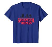 Stranger Things Silhouette Bike Logo Maglietta, Bambini, Blu Reale, 12 Anni