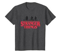Stranger Things Silhouette Bike Logo Maglietta, Bambini, Grigio Scuro, 8 Anni