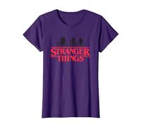 Stranger Things Silhouette Bike Logo Maglietta, Donna, Viola, M