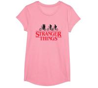 Stranger Things Silhouette Bike Logo Maglietta, Ragazze, Rosa, L