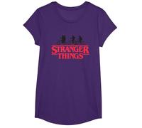 Stranger Things Silhouette Bike Logo Maglietta, Ragazze, Viola, L