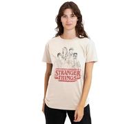 Stranger Things Sketch Group Logo Ladies T Shirt, Natural, Small