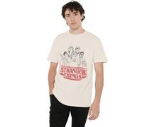 Stranger Things Sketch Group Logo T Shirt, Natural, 3XL Unisex-Adulto
