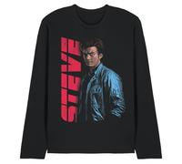 Stranger Things Steve Neo Homage Unisex Long Sleeve T Shirt, Black, Medium