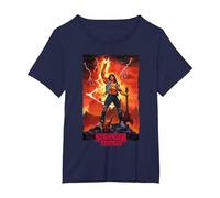 Stranger Things Strappato Eddie Munson Chitarra Fantasy Scena Maglietta, Donna Plus-Size, Navy, 3X