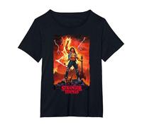 Stranger Things Strappato Eddie Munson Chitarra Fantasy Scena Maglietta, Donna Plus-Size, Nero, 3X