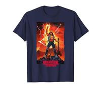 Stranger Things Strappato Eddie Munson Chitarra Fantasy Scena Maglietta, Uomo, Navy, M