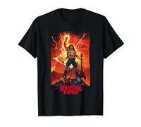 Stranger Things Strappato Eddie Munson Chitarra Fantasy Scena Maglietta, Uomo, Nero, S