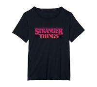 Stranger Things Sunset Logo Maglietta, Donna Plus-Size, Nero, 3X