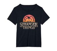 Stranger Things Sunset Logo Maglietta, Donna Plus-Size, Nero, 3X