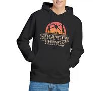 Stranger Things Sunset Logo Unisex Hoodie, Black Hooded Sweatshirt, XL