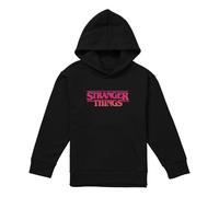 Stranger Things Sunset Logo Youth Kids Boy Girls Pull-Over Hoodie, Athletic Heather, 9-11