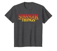 Stranger Things Sunset Pixel Logo Maglietta, Bambini, Grigio Scuro, 8 Anni