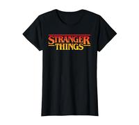 Stranger Things Sunset Pixel Logo Maglietta, Donna, Nero, XXL