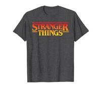 Stranger Things Sunset Pixel Logo Maglietta, Uomo, Grigio Scuro, 6XL