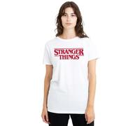 Stranger Things T-Shirt da Donna con Logo Principale, Bianca, S