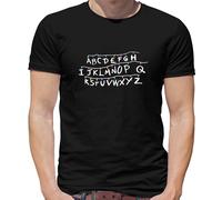 Stranger Things T-Shirt Uomo TV Mike Alphabet Wall Joyce - Maglia Navy/Nero