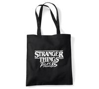 Stranger Things Tales From 85 Sketch Logo Invert Borsa Tote Riutilizzabile per Spesa e Viaggi, Nero, 38X42Cm