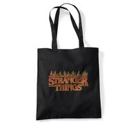 Stranger Things Vintage Fire Logo Borsa Riutilizzabile Per La Spesa Da Viaggio, Nera