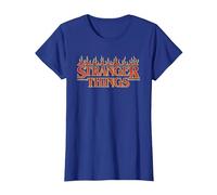 Stranger Things Vintage Flaming Logo Maglietta, Donna, Blu Reale, XXL