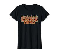 Stranger Things Vintage Flaming Logo Maglietta, Donna, Nero, M
