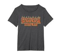 Stranger Things Vintage Flaming Logo Maglietta, Donna Plus-Size, Grigio Scuro, 5X