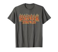 Stranger Things Vintage Flaming Logo Maglietta, Uomo, Asfalto, XXL