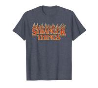 Stranger Things Vintage Flaming Logo Maglietta, Uomo, Pervinca, S