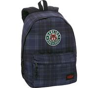 STRANGER THINGS - Zaino Scuola Reversibile, Unisex per Bambini e Ragazzi con Spallacci Regolabili, Chiusura Principale e Tasca Frontale con ZIP, Tartan Blu - Ufficiale Stranger Things