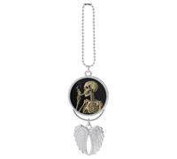 Strano ciondolo per auto, ornamento da appendere allo specchietto retrovisore, decorazione per auto per specchietto retrovisore, portachiavi in stile argento