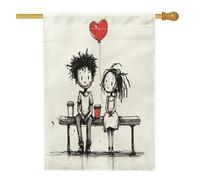 Strano San Valentino, bandiere verticali per la casa, 28 x 40 cm, double face, per esterni, per matrimonio, uomo e moglie, bandiera stampata per la casa, per amanti dell'amore, decorazione per la casa