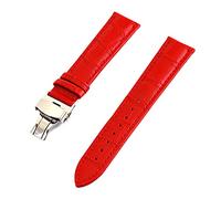 Strap Cinturino 12-24mm delle donne degli uomini della vigilanza della fascia del cuoio genuino cinturino coccodrillo del modello, Rosso, 22mm