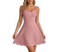 Strap Nighties Per Le Donne Cotone, Senza Maniche Camicia Da Notte Per Le Donne, Girocollo Pizzo Trim Chemise Una Linea Abito Da Sonno Sexy Spaghetti Strap Nighties Morbido Loungewear Comfort