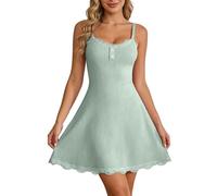 Strap Nighties Per Le Donne Cotone, Senza Maniche Camicia Da Notte Per Le Donne, Girocollo Pizzo Trim Chemise Una Linea Abito Da Sonno Sexy Spaghetti Strap Nighties Morbido Loungewear Comfort