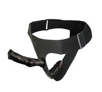 Strap-on con doppio dildo regolabile e imbracatura - accessorio versatile per uso vaginale o anale - studiato per donne, coppie lesbiche e momenti condivisi (Nero)