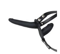 Strap on Dildo in silicone e Harness regolabile Doppia Penetrazione Simultanea Condivisa Dildo Doppio con Cintura regolabile Indossabile Strapon Anale Sex Toys per Coppia