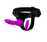 Strap On Dildo per Donna con 2 Dildos Rimovibili, Ampia Cintura Regolabile e Design Ergonomico per G-Spot e Stimolazione Anale, Utensili erotici in Silicone per Coppie e Individui, Viola